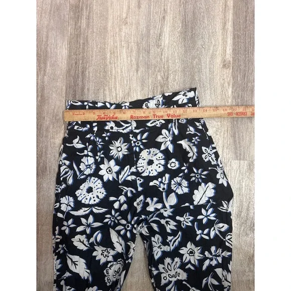 Zara Floral High Waisted Wide Leg Flare Pants Black White Blue Boho Size Medium - Picture 5 of 9